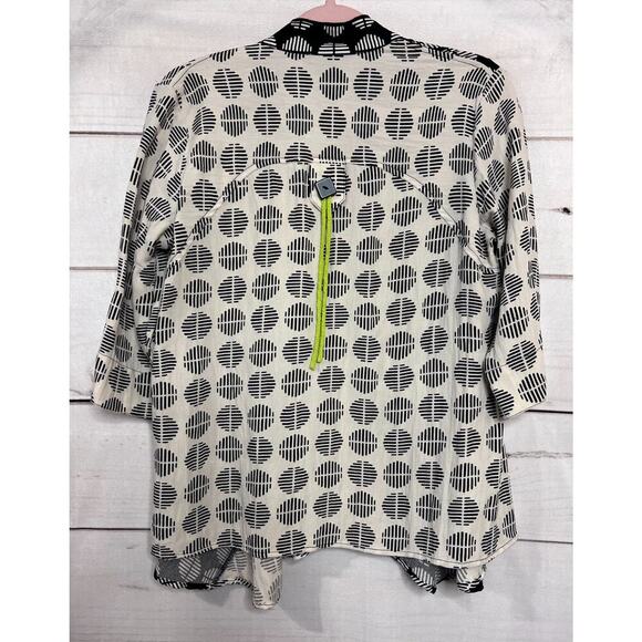 Ali Miles Long Sleeve Top Size SP Black White Neon Green Unique - Picture 2 of 5